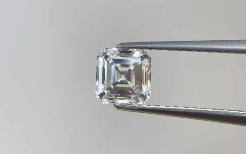 Assher cut lab grown diamond close up