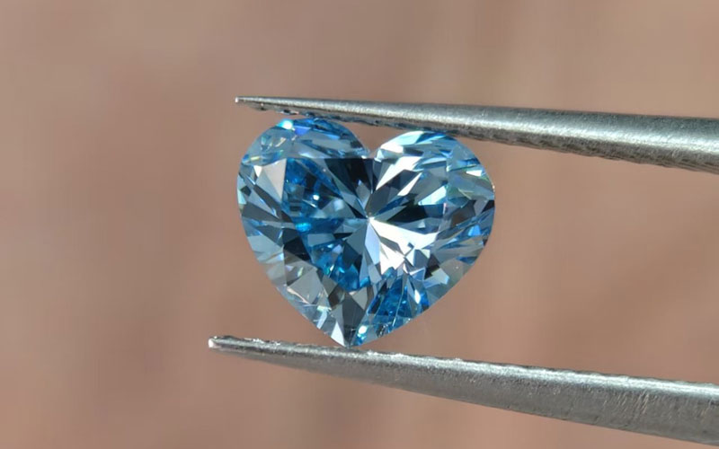 heart shape blue lab grown diamond