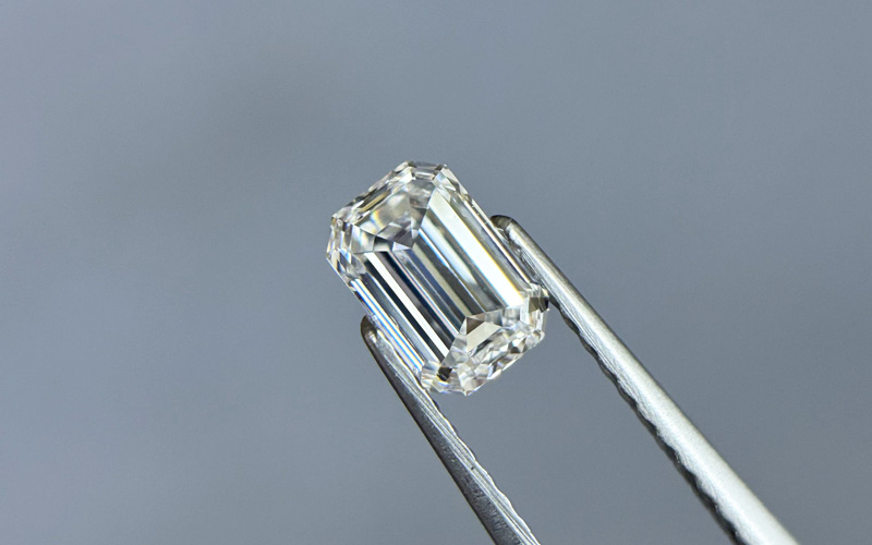 emerald cut lab grown diamond close up