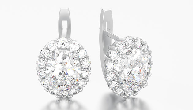 melee lab diamond on stud earrings