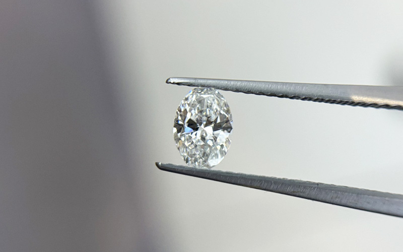 oval cut lab grown diamond close up