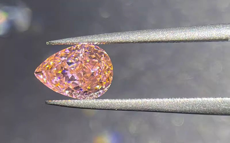 Pear cut pink lab grown diamond
