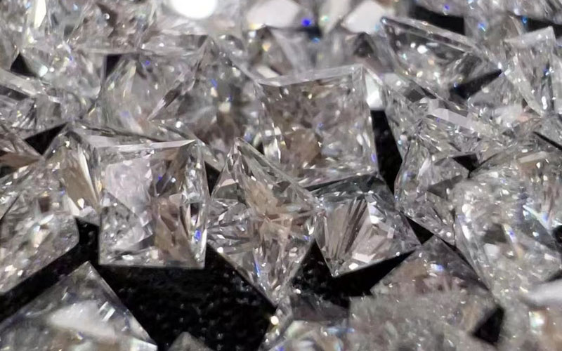 Princess cut lab grown diamond close up