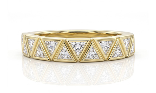 continuous alternating custom Triangle-cut lab diamonds ring