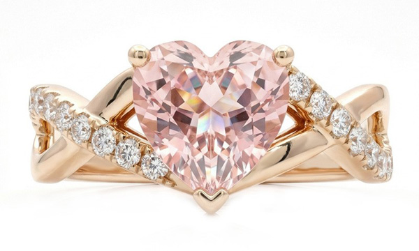 custom pink heart cut lab diamond ring