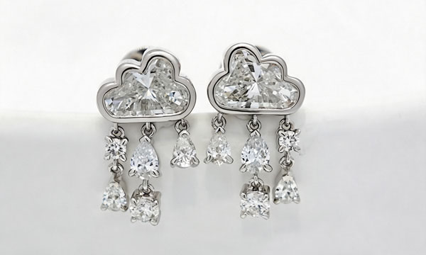 cloud shape fancy cut lab diamond dangle stud earrings